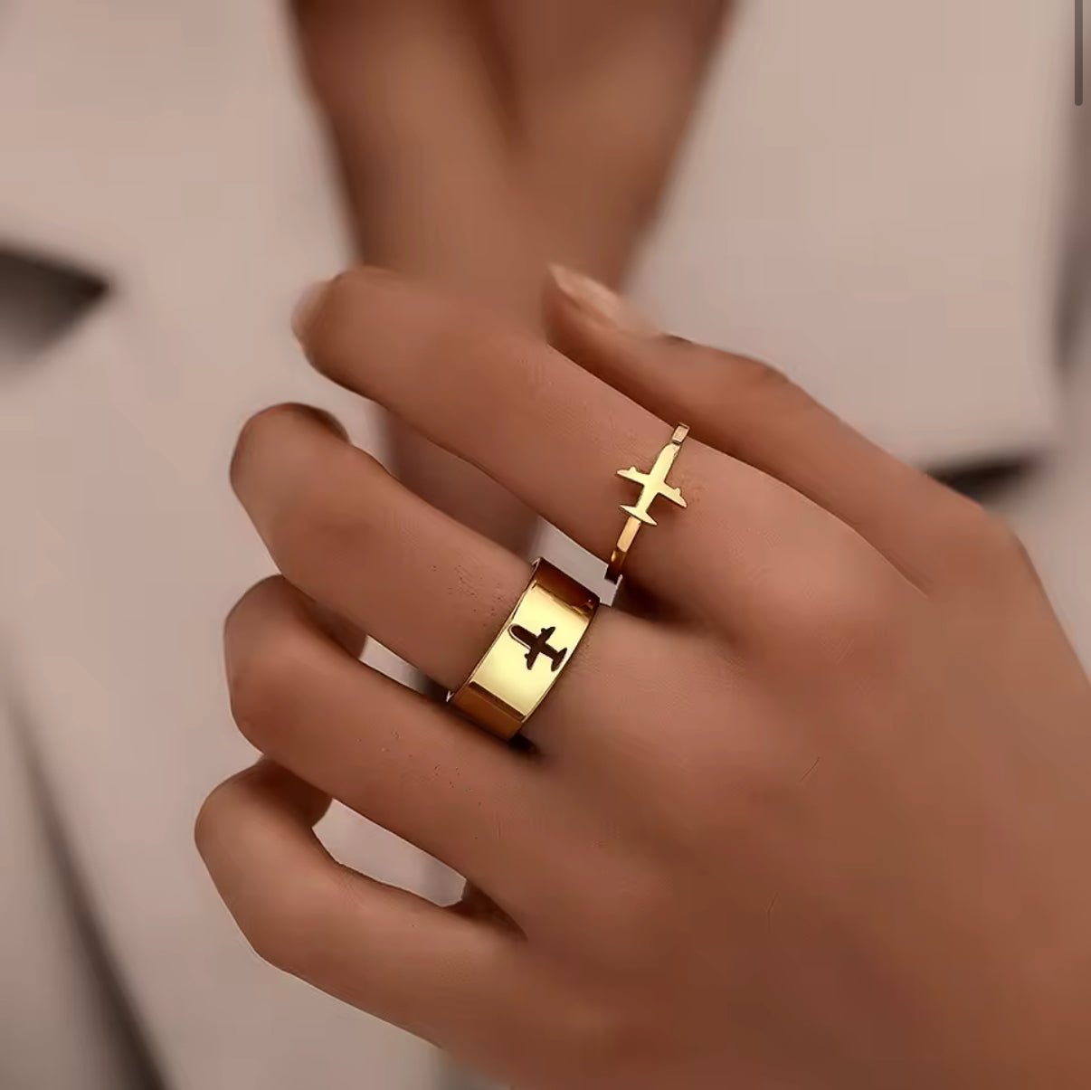 Anillos De Avion Para Parejas Dorado