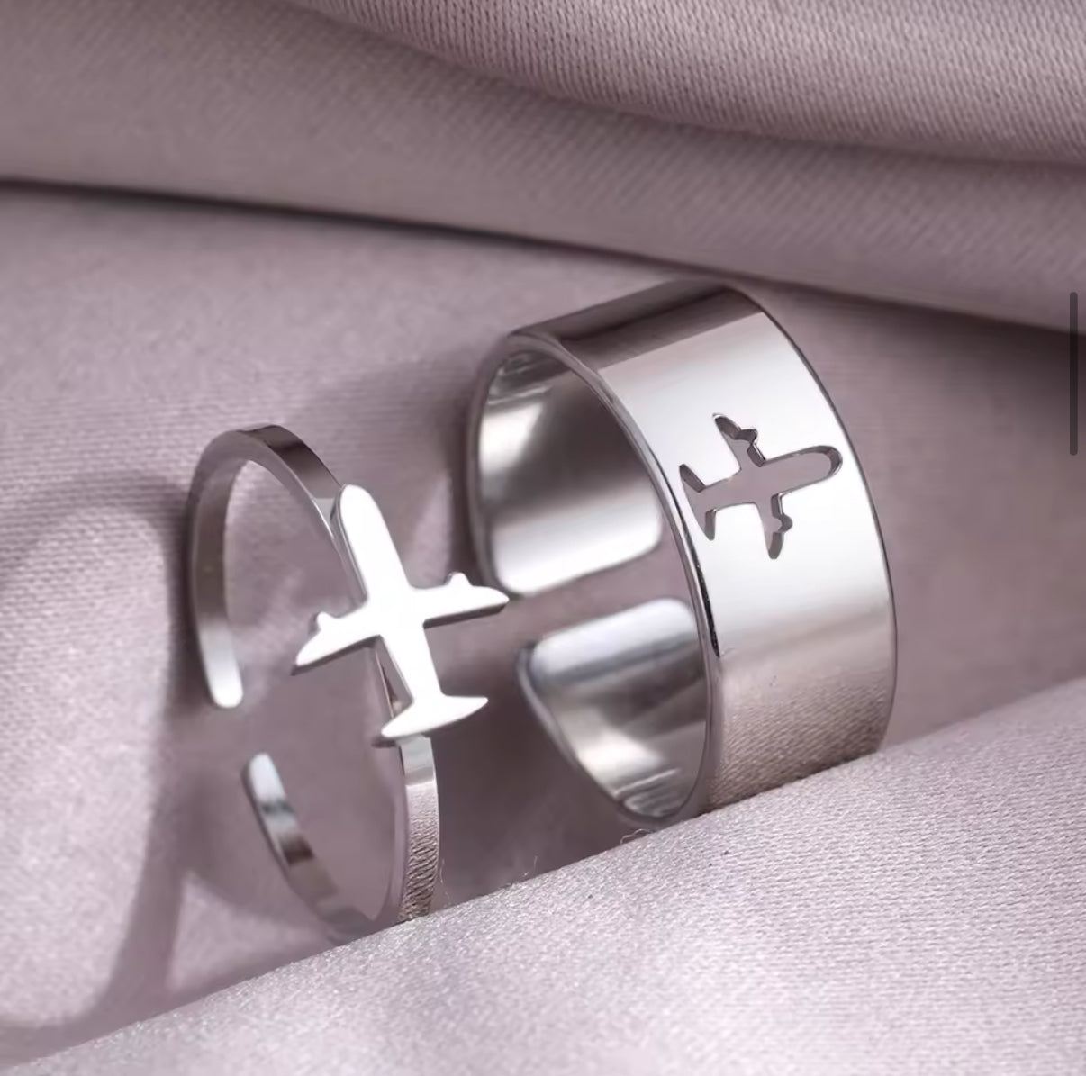 Anillos De Avion Para Parejas Plateado