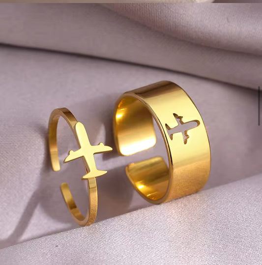 Anillos De Avion Para Parejas Dorado