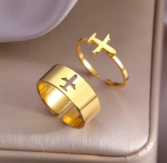 Anillos De Avion Para Parejas Dorado