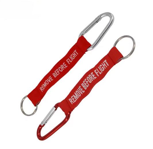 Llavero Con Bandola Mosquetón REMOVE BEFORE FLIGHT - Rojo