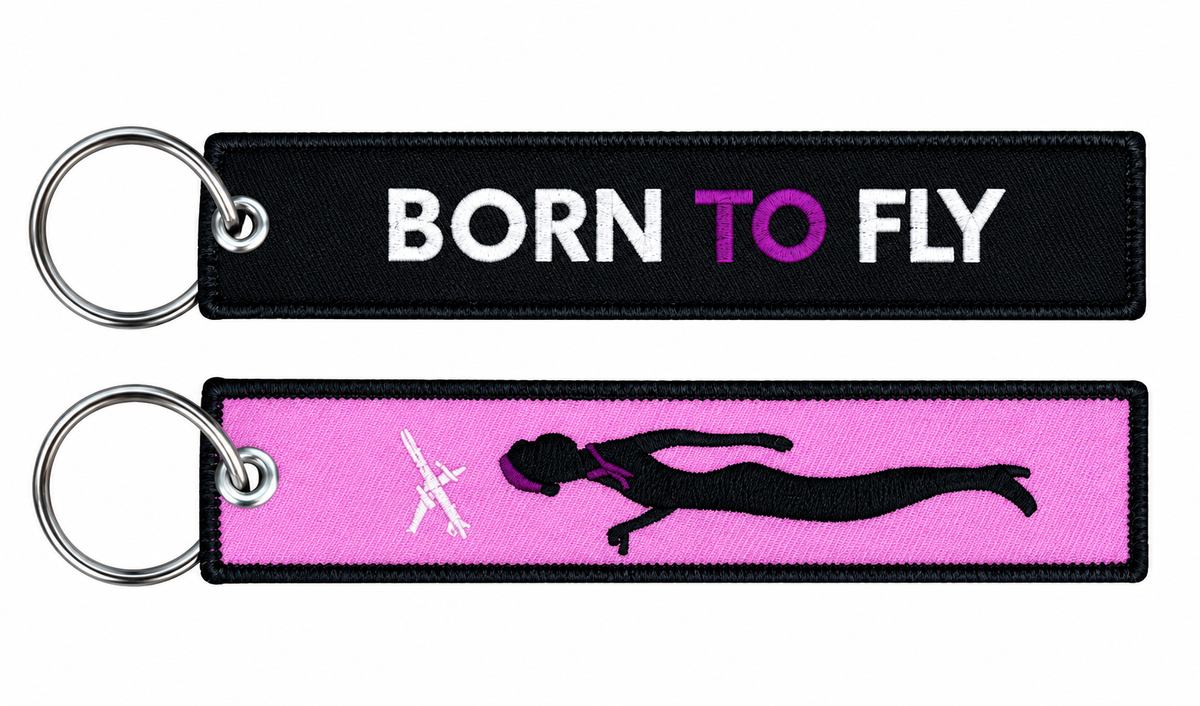 Llavero Born to Fly con diseño aeronáutico